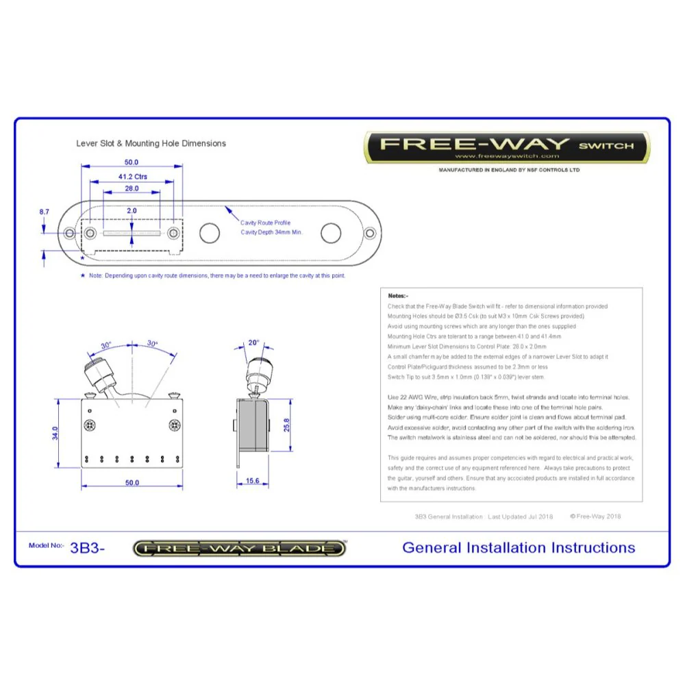 Free-Way Pickup Blade Switch 3+3 Position Multi Switch Fits Telecaster® Style Guitars - Image 5