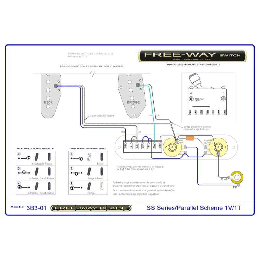 Free-Way Pickup Blade Switch 3+3 Position Multi Switch Fits Telecaster® Style Guitars - Image 6