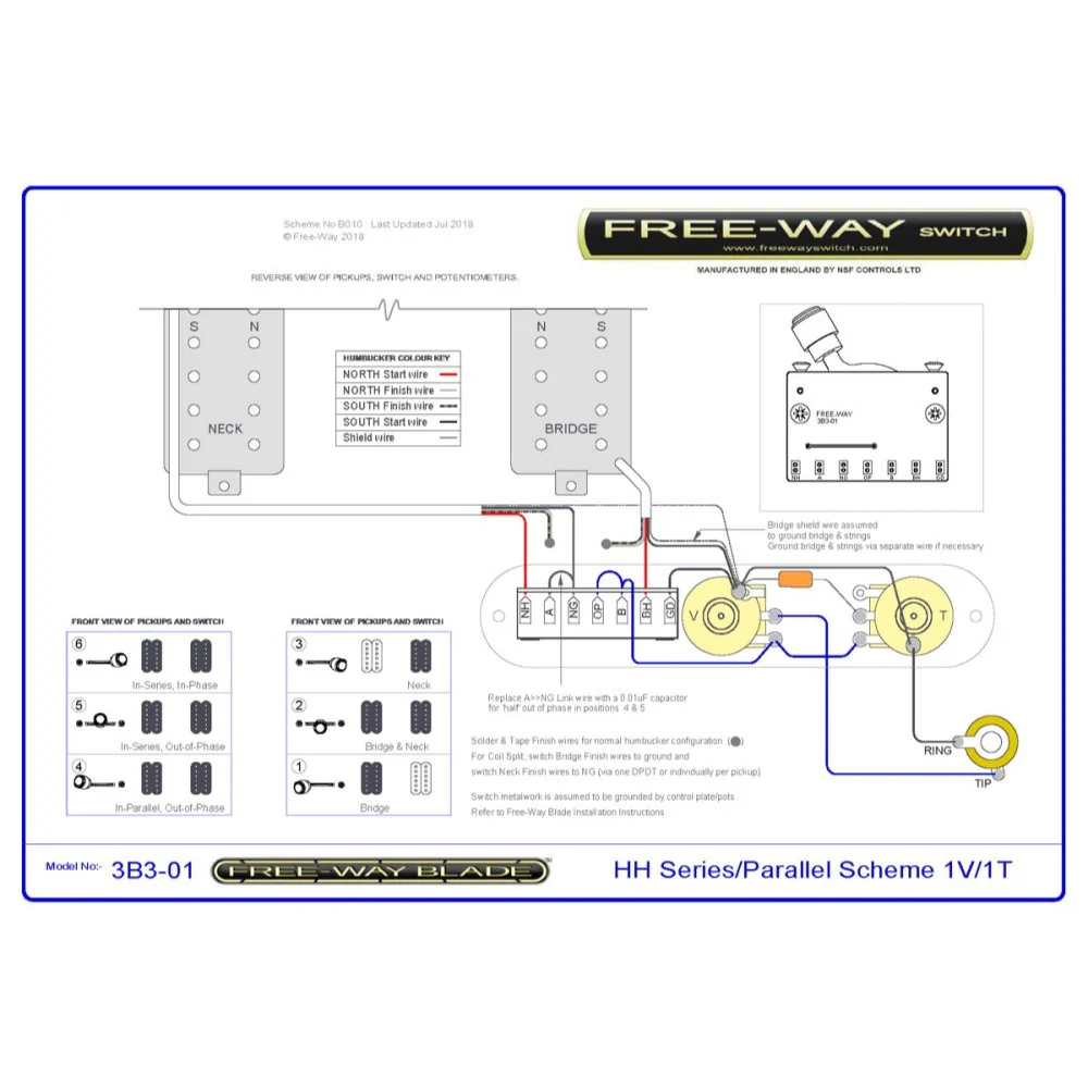 Free-Way Pickup Blade Switch 3+3 Position Multi Switch Fits Telecaster® Style Guitars - Image 8