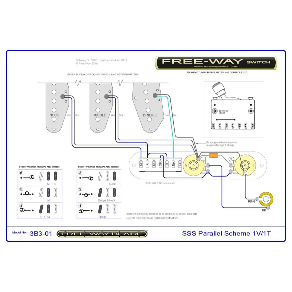 Free-Way Pickup Blade Switch 3+3 Position Multi Switch Fits Telecaster® Style Guitars - Image 9