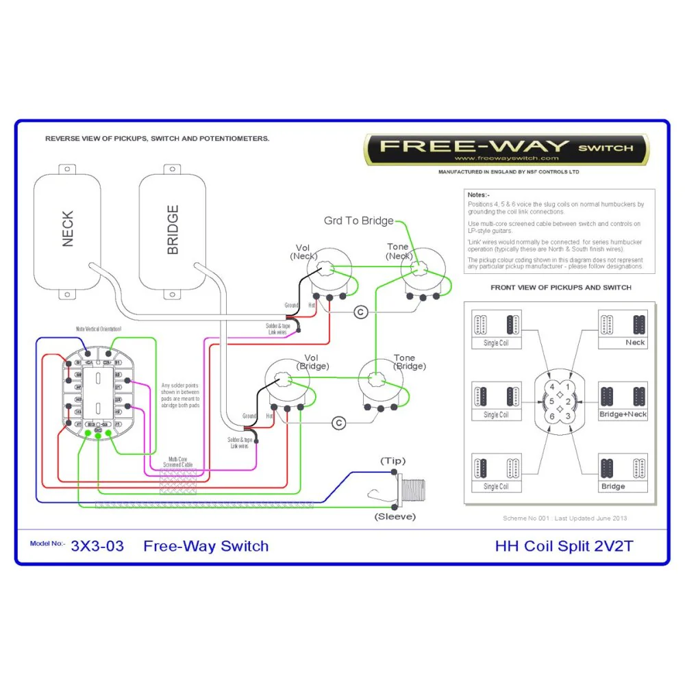 Free-Way Pickup Switch 3+3 Position Multi Switch Fits Les Paul, PRS & 335-Style Guitars - Image 3