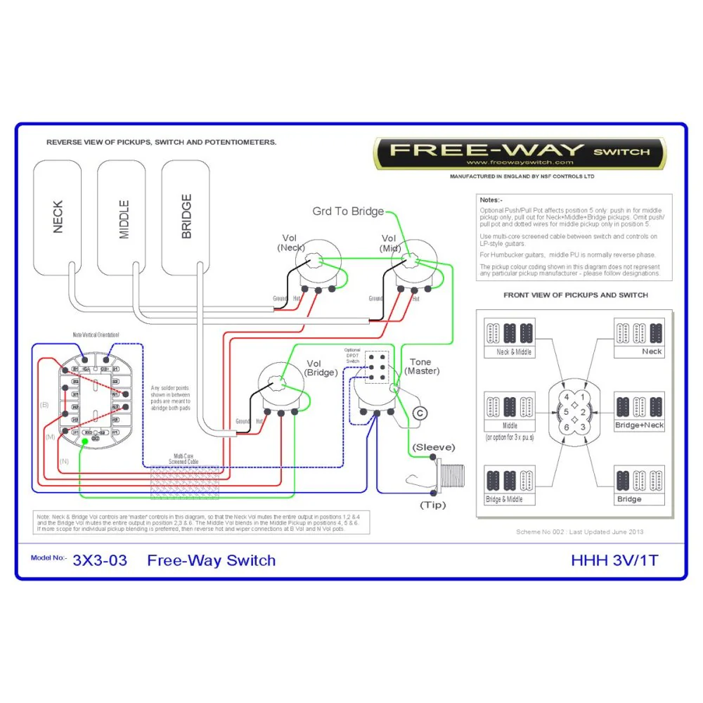 Free-Way Pickup Switch 3+3 Position Multi Switch Fits Les Paul, PRS & 335-Style Guitars - Image 4
