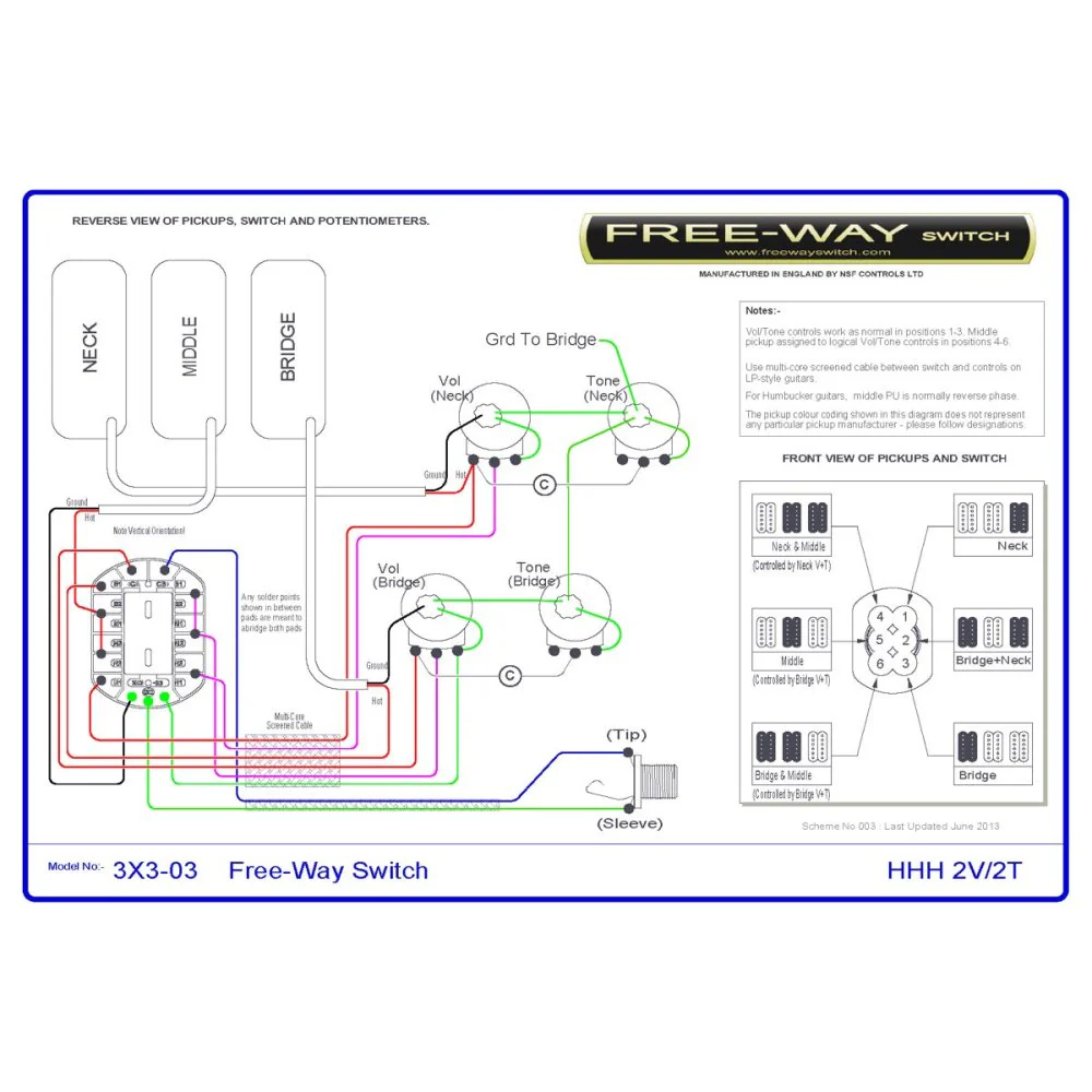Free-Way Pickup Switch 3+3 Position Multi Switch Fits Les Paul, PRS & 335-Style Guitars - Image 5