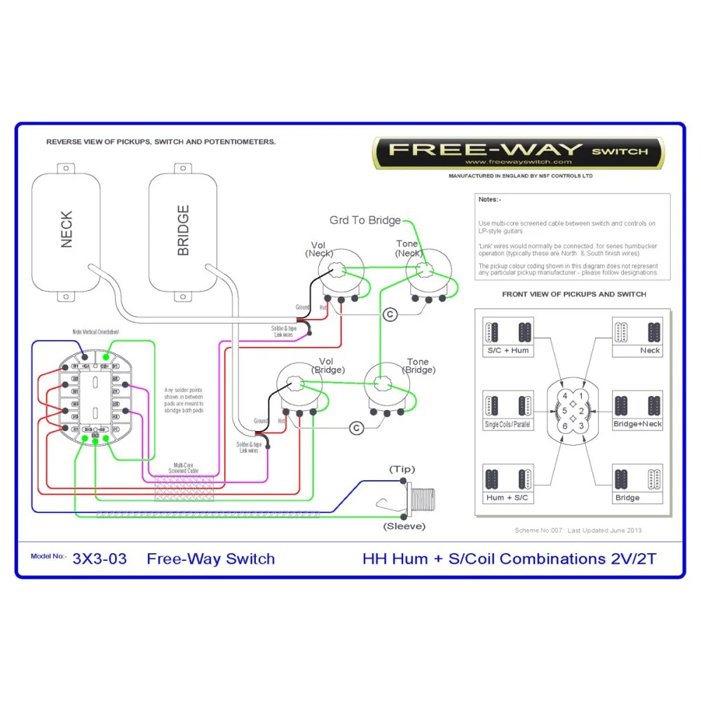 Free-Way Pickup Switch 3+3 Position Multi Switch Fits Les Paul, PRS & 335-Style Guitars - Image 9