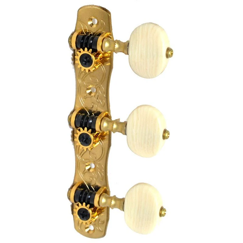 Gotoh 35G1800 Classical Guitar Tuning Machines on Decorative Plate in Solid Brass Finish (3+3) - Image 2
