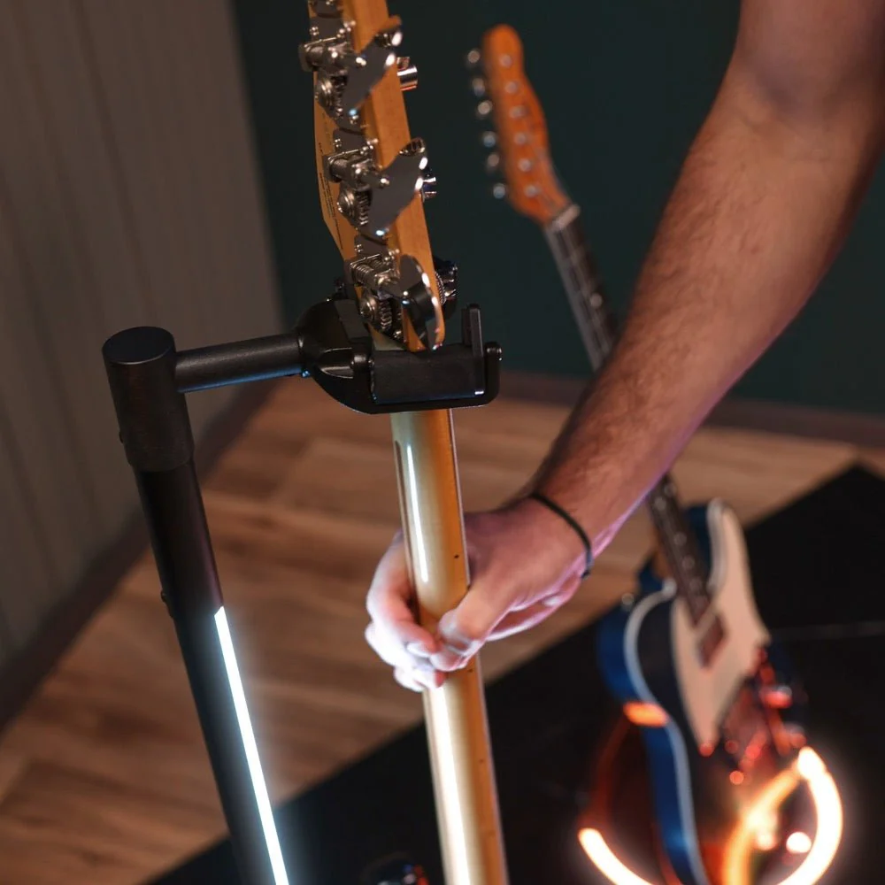 Gravity GGSLS01NHB Glow Guitar Stand w/ Neck Hug & LED Light - Image 4