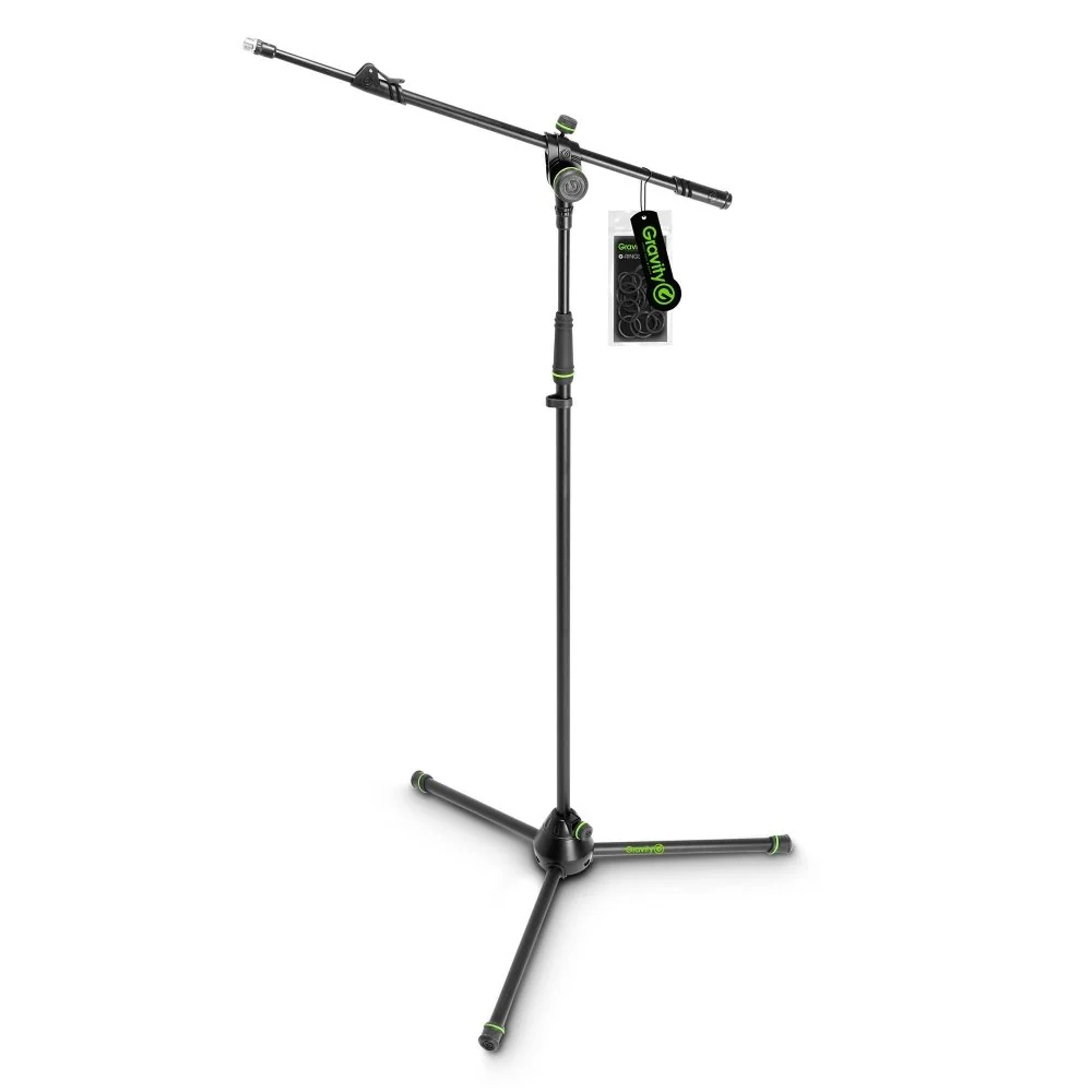 Gravity MS4322B Microphone Stand Folding Tripod Base 2-Point Adjustment Telescoping Boom
