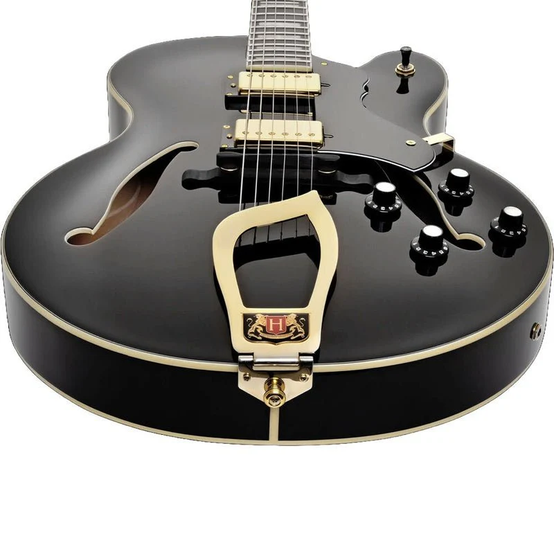 Hagstrom HJ500 Hollow Body Guitar in Black Gloss - Image 4
