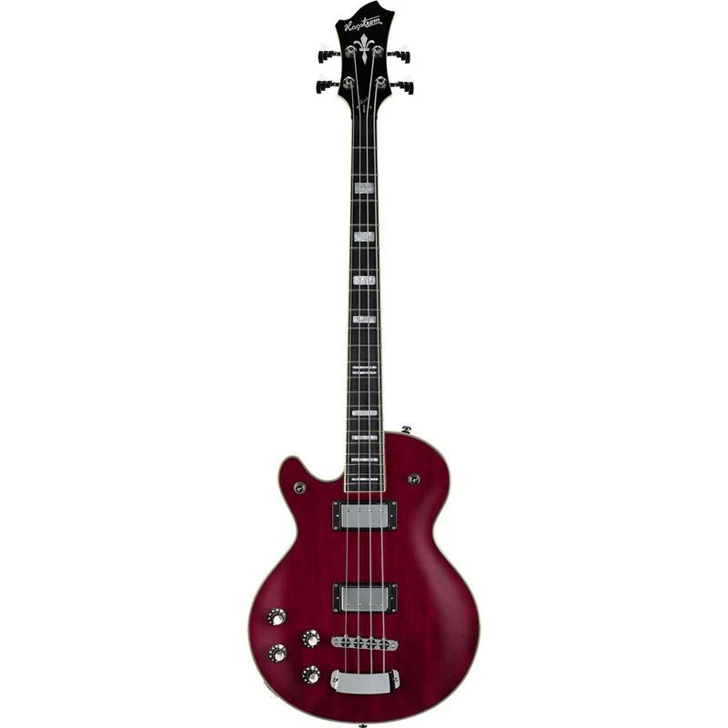 Hagstrom Left Hand Swede Bass Guitar in Wild Cherry Transparent Gloss