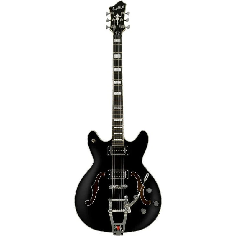 Hagstrom Tremar Viking Deluxe Baritone Semi-Hollow Guitar in Black Gloss