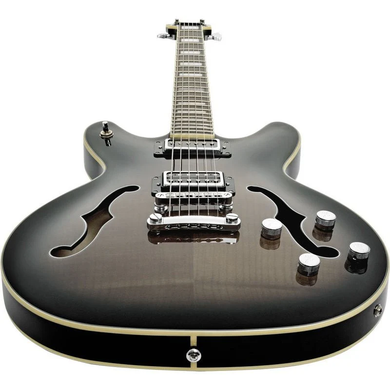 Hagstrom Viking Deluxe Baritone Semi-Hollow Guitar in Cosmic Black Burst Gloss - Image 5