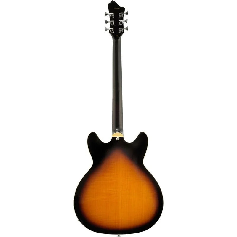 Hagstrom Viking Deluxe Baritone Semi-Hollow Guitar in Tobacco Sunburst Gloss - Image 2