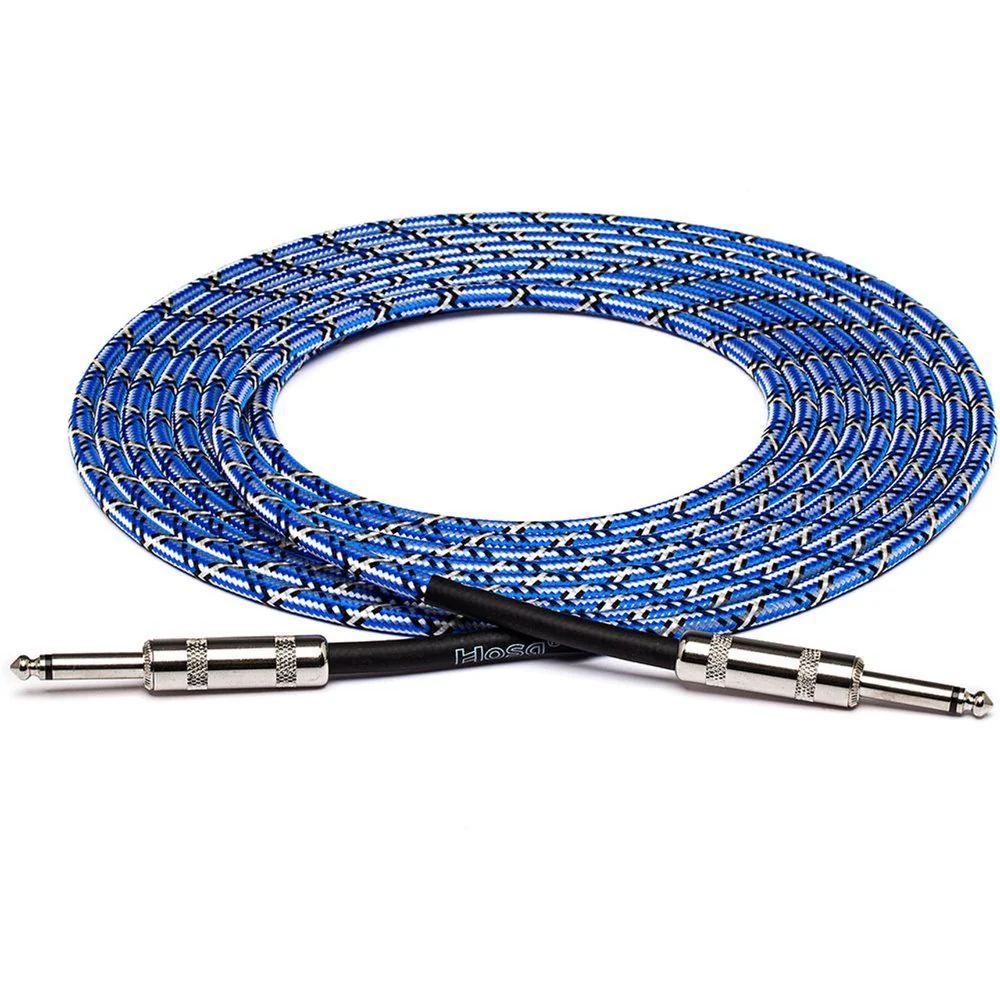 Hosa 3GT18C1 Cloth Guitar Cable Straight to Same 18 Ft / 5.5m Blue White Black