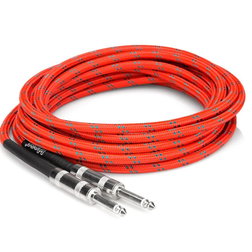 Hosa 3GT18C3 Cloth Guitar Cable Straight to Same 18 Ft / 5.5m Red Green - Image 4