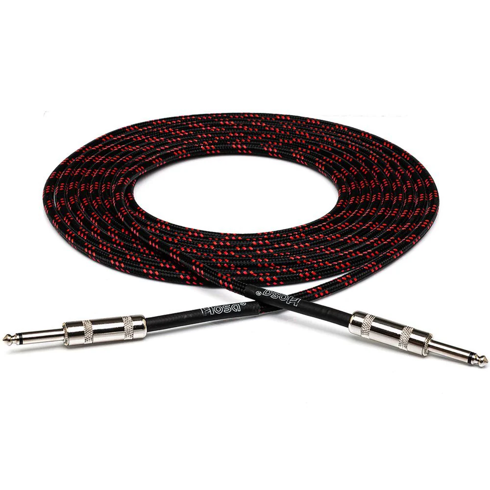 Hosa 3GT18C5 Cloth Guitar Cable Straight to Same 18 Ft / 5.5m Black Red