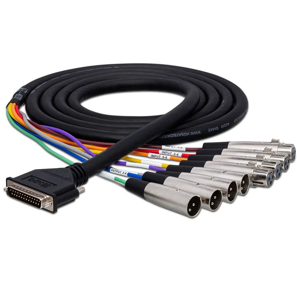 Hosa AES803T AES/EBU Snake D-SUB DB25 to 4x XLRm & 4x XLRf 3M