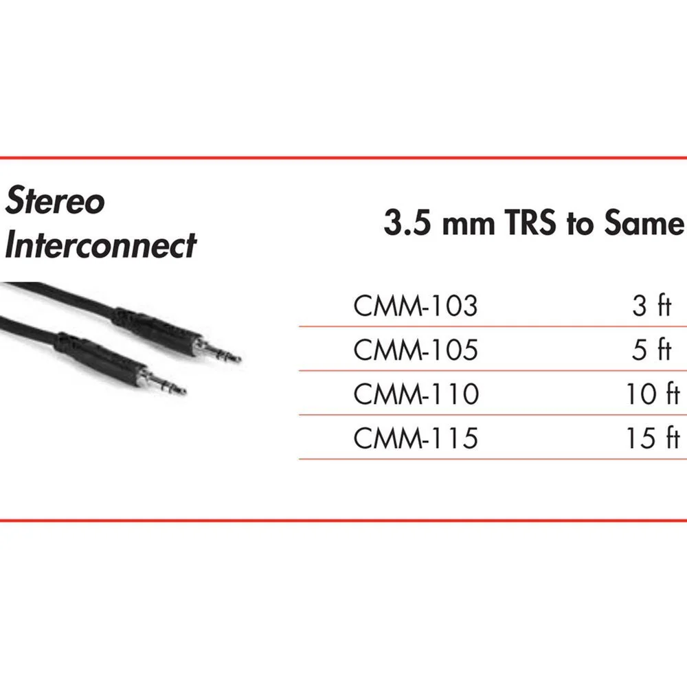 Hosa CMM105 Stereo Interconnect 3.5mm TRS To Same 5 Ft / 1.5m - Image 3
