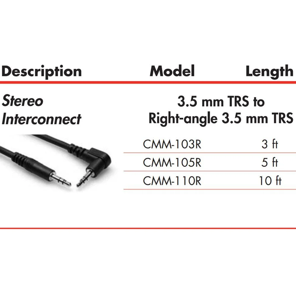 Hosa CMM105R Stereo Interconnect 3.5mm TRS To RIGHT-ANGLE 3.5mm TRS 5 Ft / 1.5m - Image 3