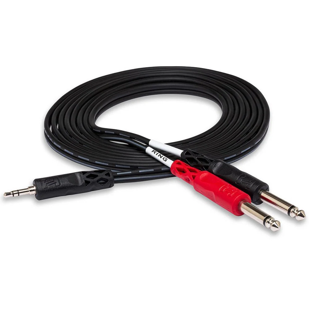 Hosa CMP153 Stereo Breakout Y-Cable 3.5mm TRS To Dual 1/4 TS 3 Ft / 0.9m