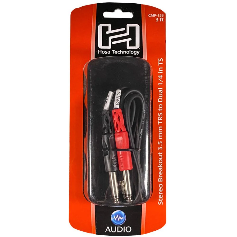 Hosa CMP153 Stereo Breakout Y-Cable 3.5mm TRS To Dual 1/4 TS 3 Ft / 0.9m - Image 5