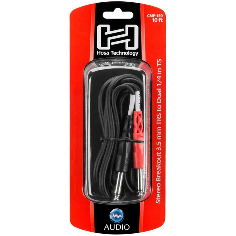 Hosa CMP159 Stereo Breakout Y-Cable 3.5mm TRS To Dual 1/4 TS 10 Ft / 3m - Image 5