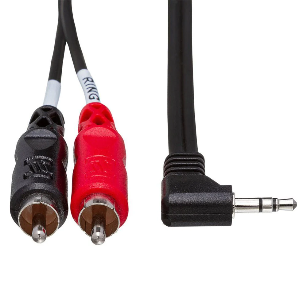 Hosa CMR203R Stereo Breakout Y-Cable RIGHT-ANGLE 3.5mm TRS To Dual RCA 3 Ft / 0.9m - Image 4