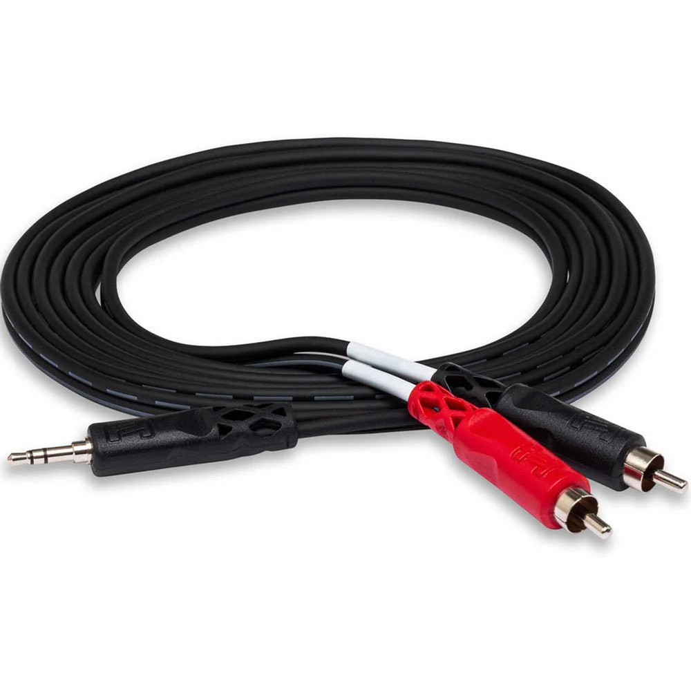 Hosa CMR210 Stereo Breakout Y-Cable 3.5mm TRS To Dual RCA 10 Ft / 3m