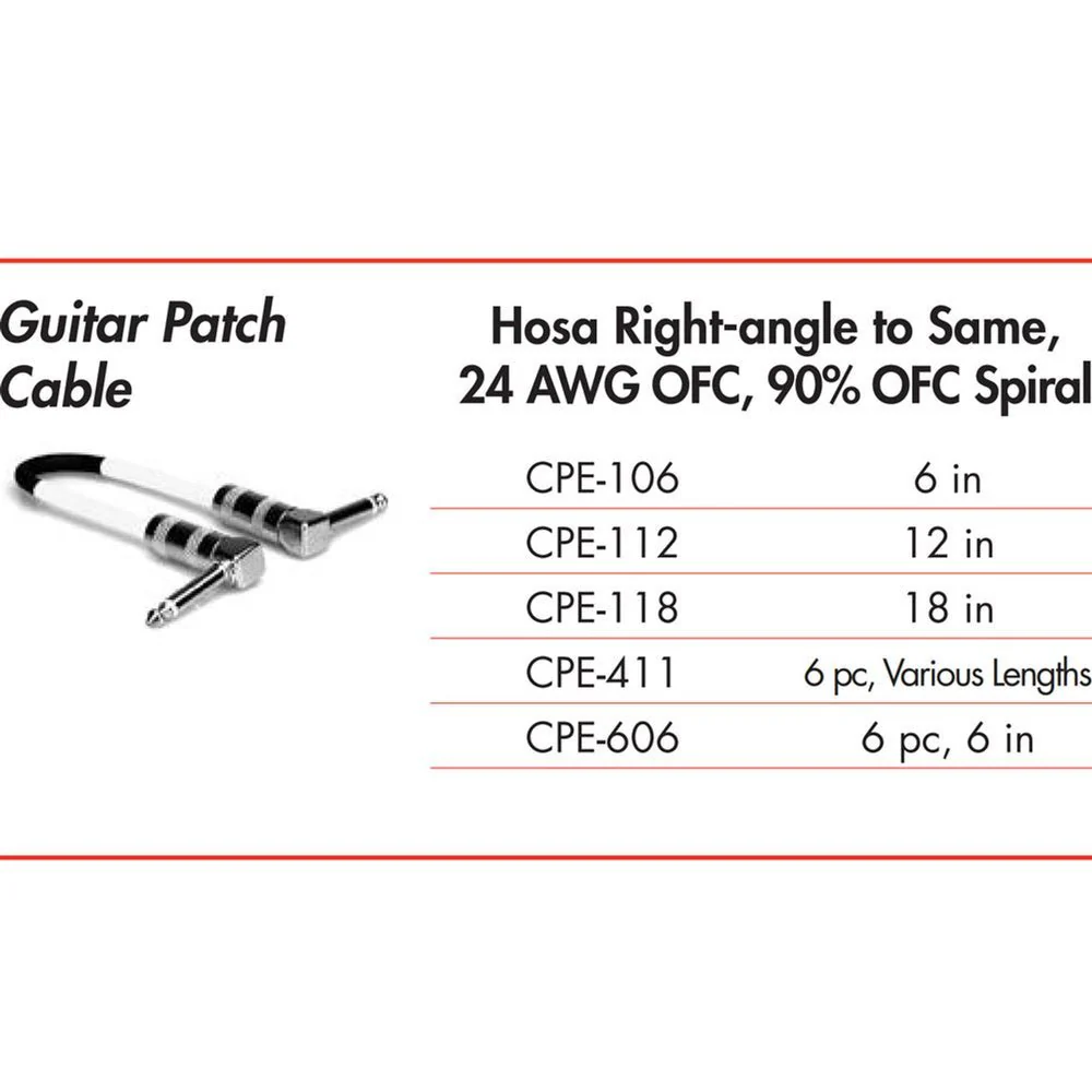 Hosa CPE606 Guitar Patch Cable RIGHT-ANGLE To Same 6 Pc & 6 Inch / 15cm - Image 3