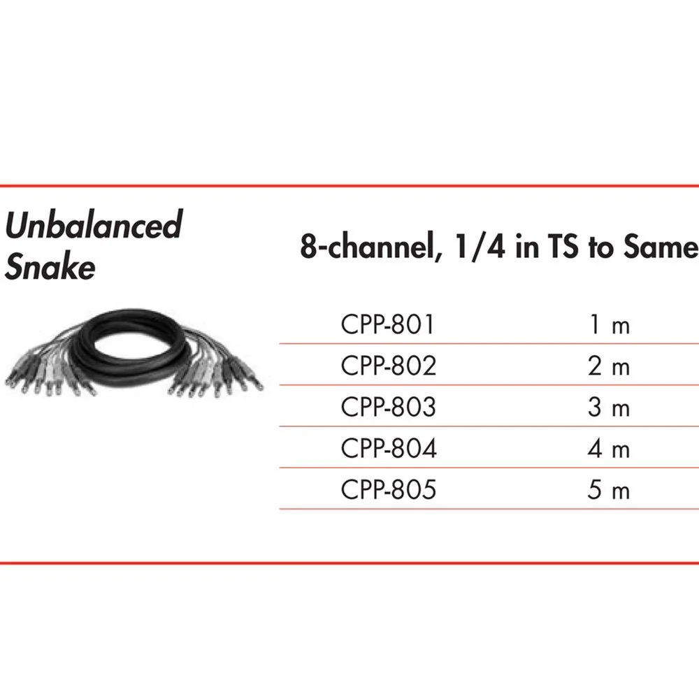 Hosa CPP805 Unbalanced Snake 1/4" Straight TS To Same 5 M - Image 3