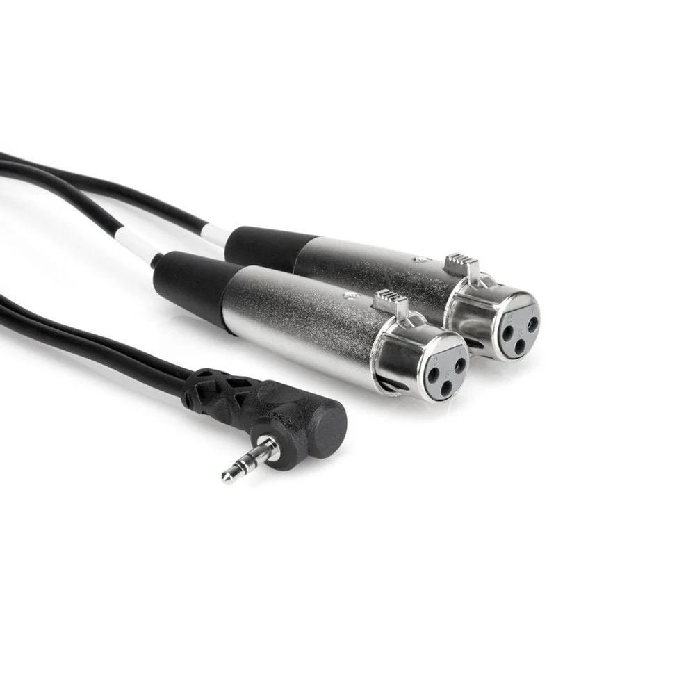 Hosa CYX401F Camera Microphone Y-Cable Dual XLR f To RIGHT-ANGLE 3.5mm TRS 1 Ft / 0.3m - Image 2