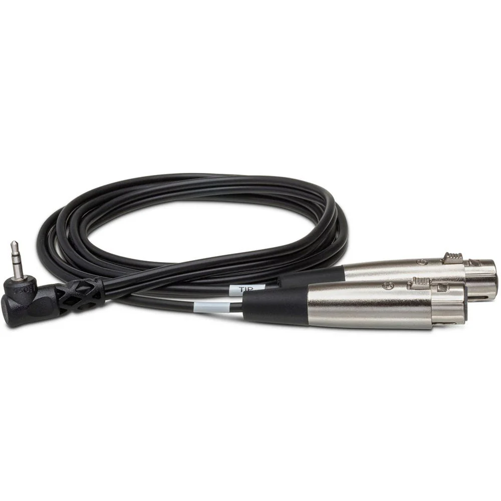 Hosa CYX402F Camera Microphone Y-Cable Dual XLR f To RIGHT-ANGLE 3.5mm TRS 2 Ft / 0.6m