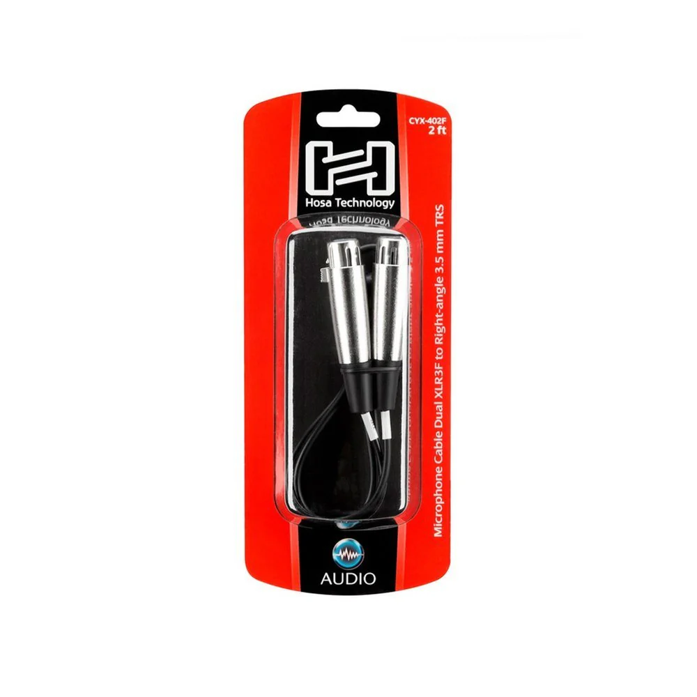 Hosa CYX402F Camera Microphone Y-Cable Dual XLR f To RIGHT-ANGLE 3.5mm TRS 2 Ft / 0.6m - Image 5