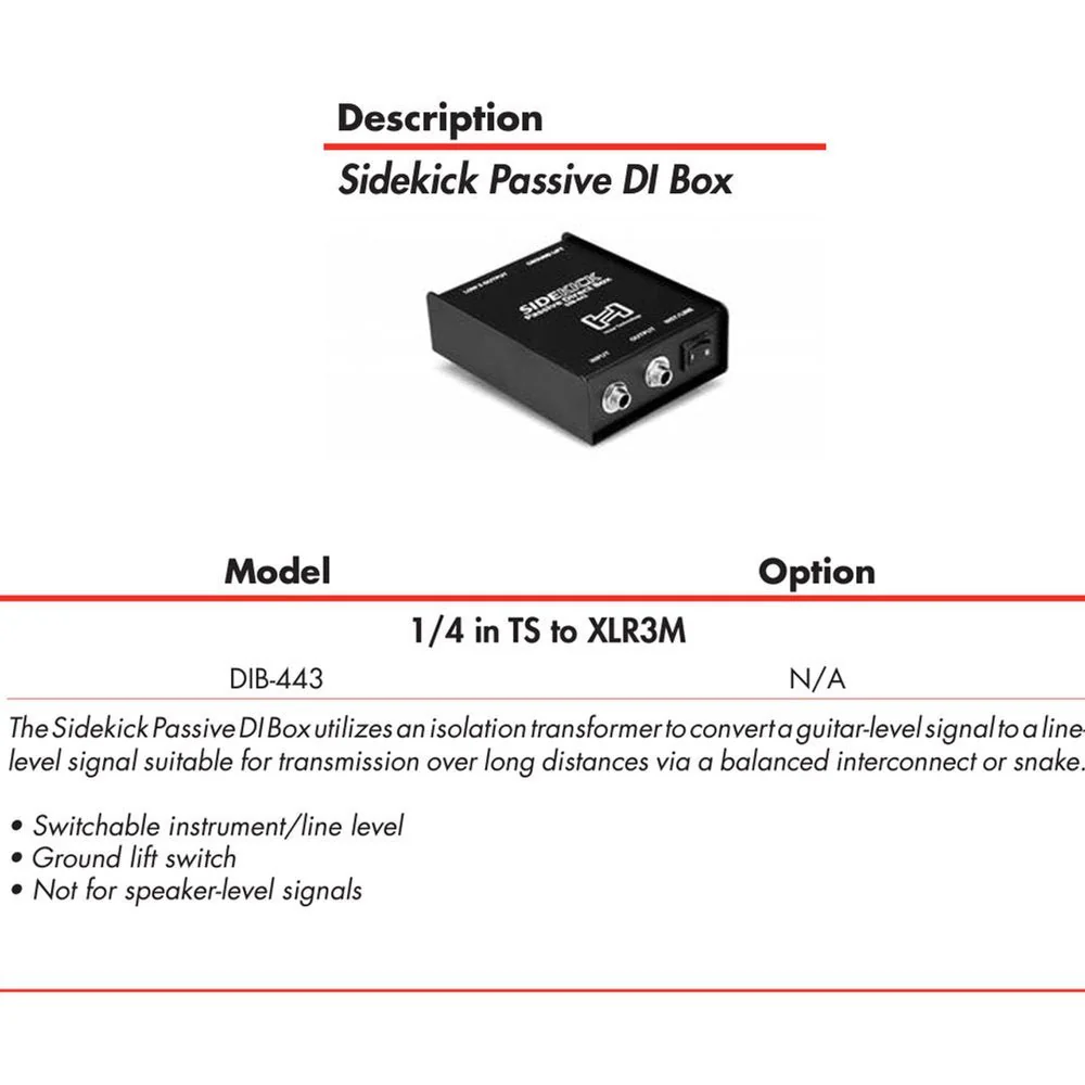 Hosa DIB443 Sidekick Passive DI Box - Image 3