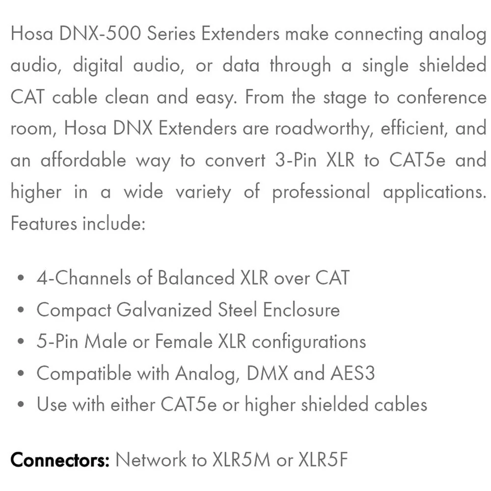 Hosa DNX545M 5 Pin DMX Extender XLR Male To CAT Network RJ45 - Image 3