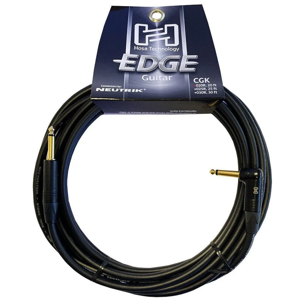 Hosa EDGE CGK025R Neutrik Guitar Cable RIGHT-ANGLE To Straight 25 FT / 7.6 M - Image 4