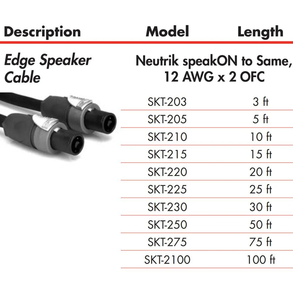 Hosa EDGE SKT205 Neutrik Speaker Cable Speakon to Same 5 FT / 1.5 M - Image 3
