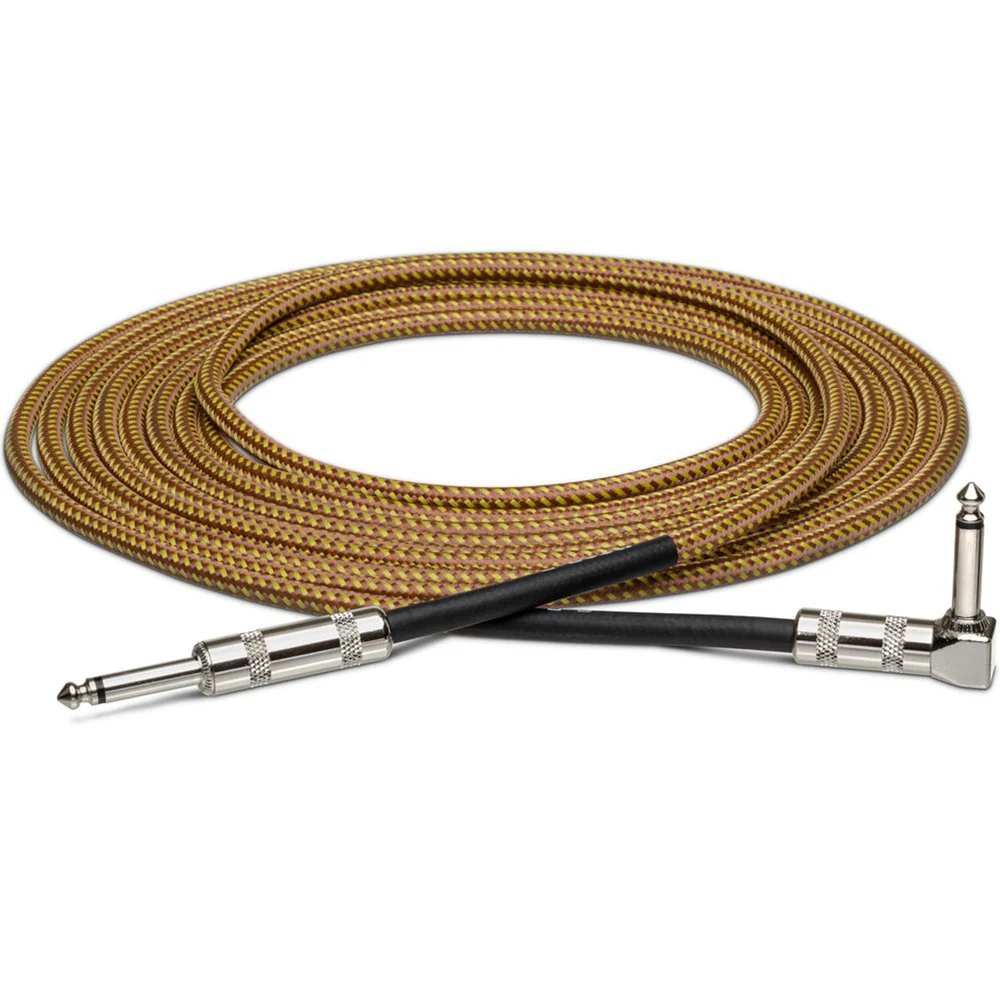 Hosa GTR518R Tweed Guitar Cable RIGHT-ANGLE To Same 18 Ft / 5.4 M