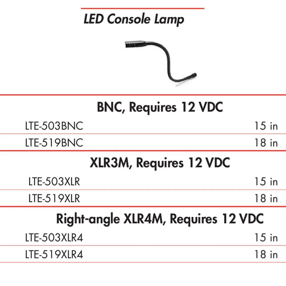 Hosa LTE503XLR4 LED Console Lamp RIGHT-ANGLE XLR Male 15 In / 38cm - Image 4