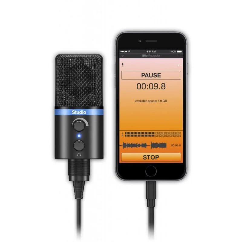 IK Multimedia iRig Mic Studio iOS/USB Condenser Mic Black - Image 6