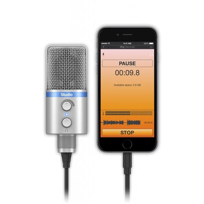 IK Multimedia iRig Mic Studio iOS/USB Condenser Mic Silver - Image 5