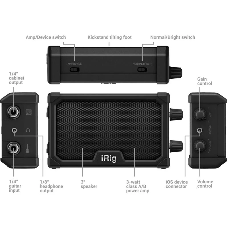 IK Multimedia iRig Nano Amp 3W Class A/B Power Portable Amp w/ iOS Interface White - Image 3