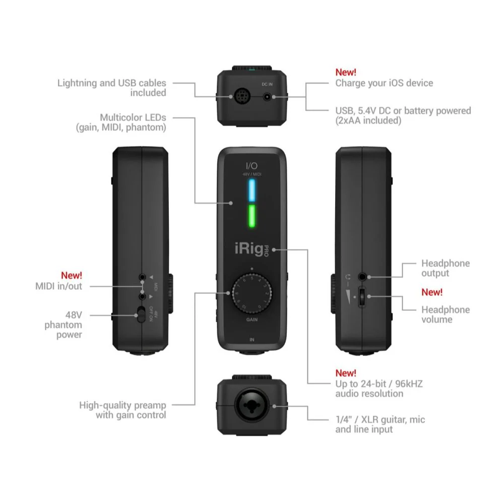 IK Multimedia iRig Pro I/O USB Audio Interface for iOS, Android, Mac, and PC - Image 5