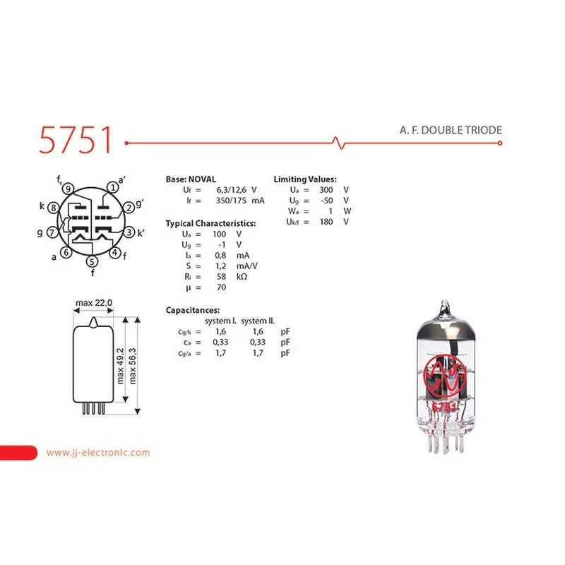 JJ Electronic 5751 Preamplifying Tube - Image 2
