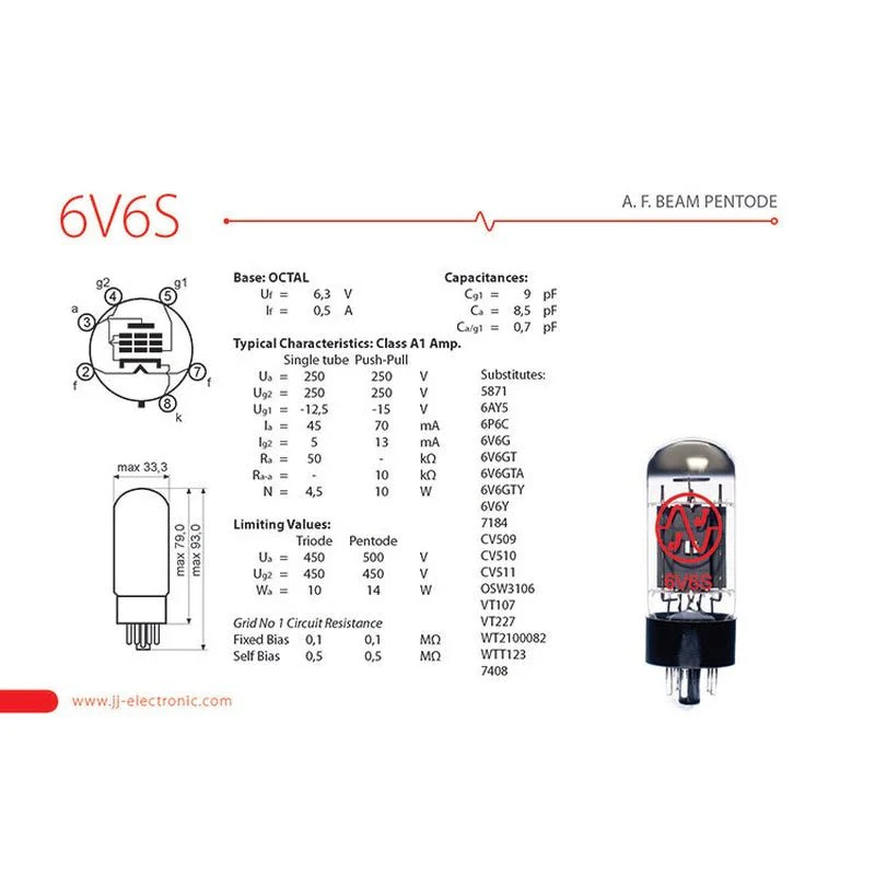 JJ Electronic 6V6S Power Tubes (Matched Pair) - Image 3