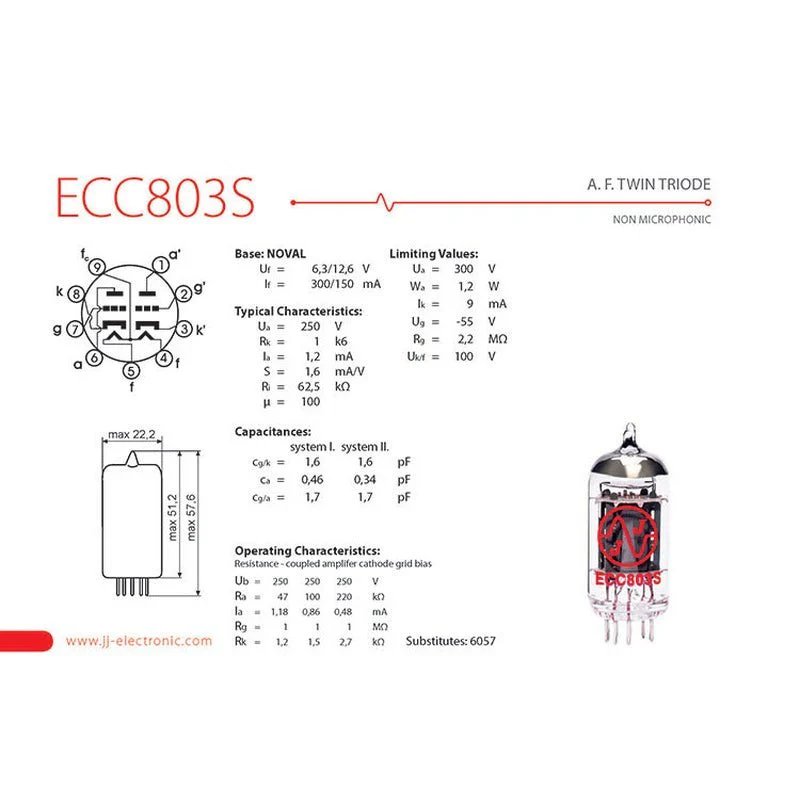 JJ Electronic ECC803S Preamplifying Tube - Image 2