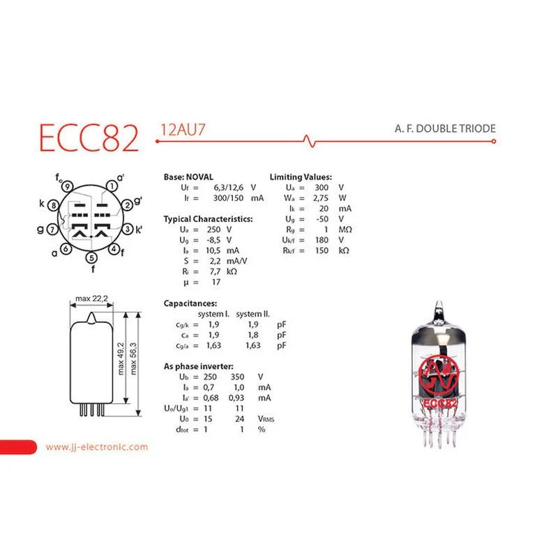 JJ Electronic ECC82/12AU7 Preamplifying Tube - Image 2