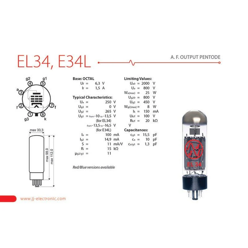 JJ Electronic EL34 Power Tubes (Matched Pair) - Image 3