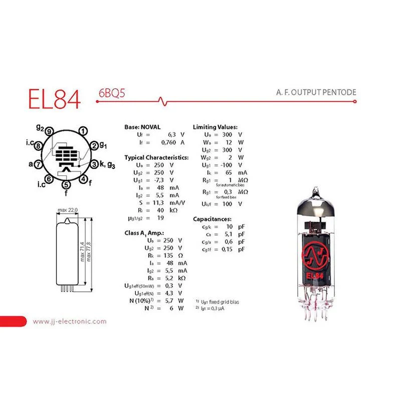 JJ Electronic EL84 Power Tubes (Matched Pair) - Image 3