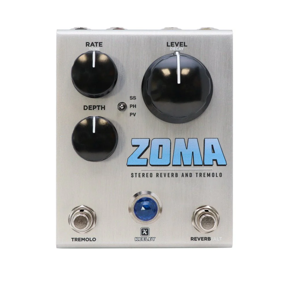 Keeley ZOMA Stereo Reverb & Tremolo w/ Order Switch & Buffered Trail Silver