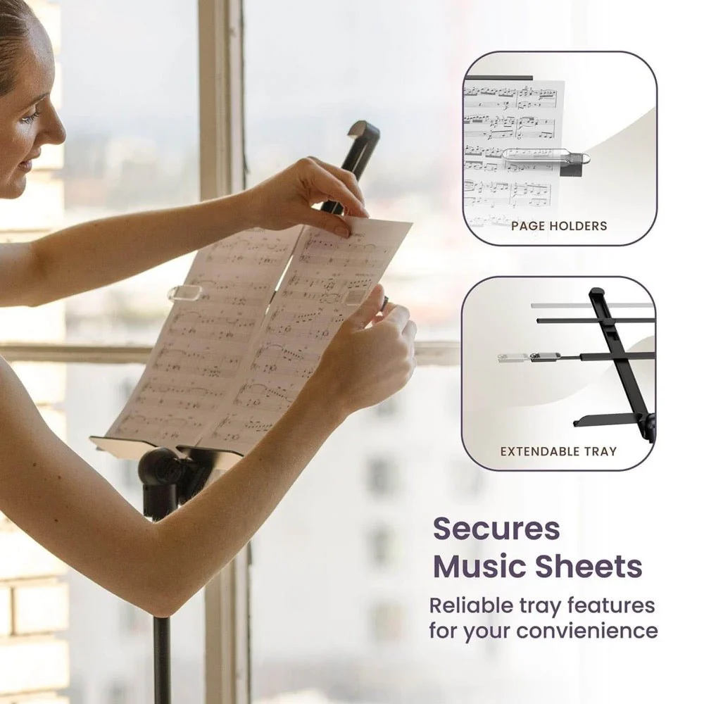 KraftGeek Capsule Foldable Music Stand Combo Pack Stand, Carry Bag, Stand Light & iPad Tablet Mount - Image 12